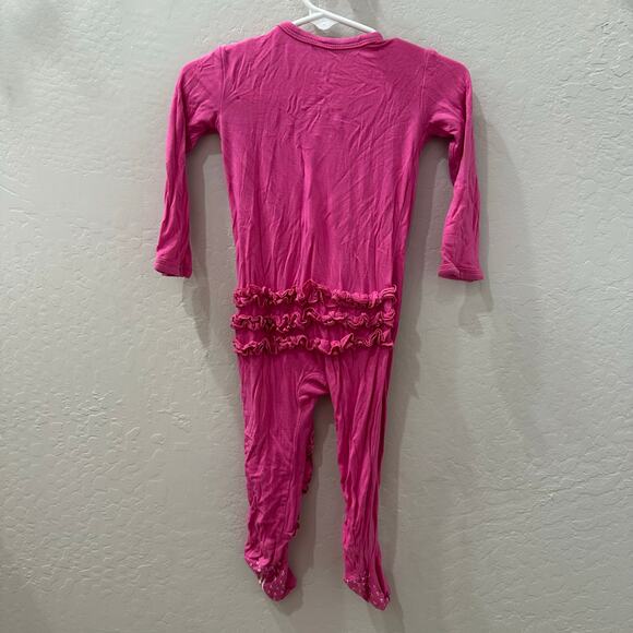 Posh Peanut Hot Pink Ruffle Footie Pajamas - Picture 6 of 11